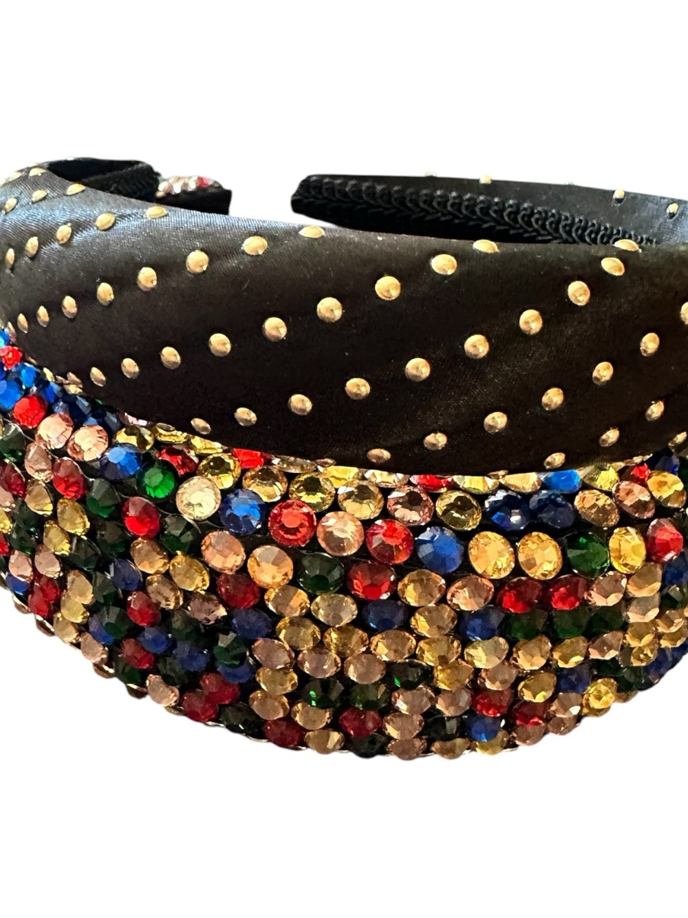 Embellished Multicolor Crystal Padded Headbands set of 2